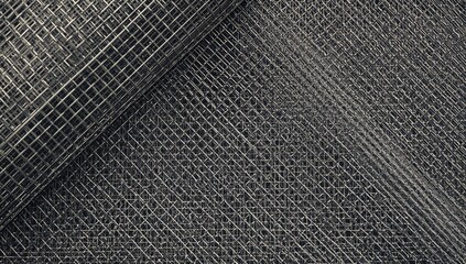 Wire mesh or metal net arranged in tidy rolls viewed from above, suitable for use as a background