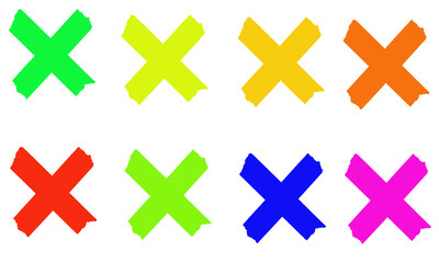 Obraz premium Vibrant painted cross symbols set with a distressed brush stroke texture on white isolated on transparent background