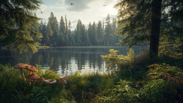 Tranquil Scene by the Lake, promoting relaxation