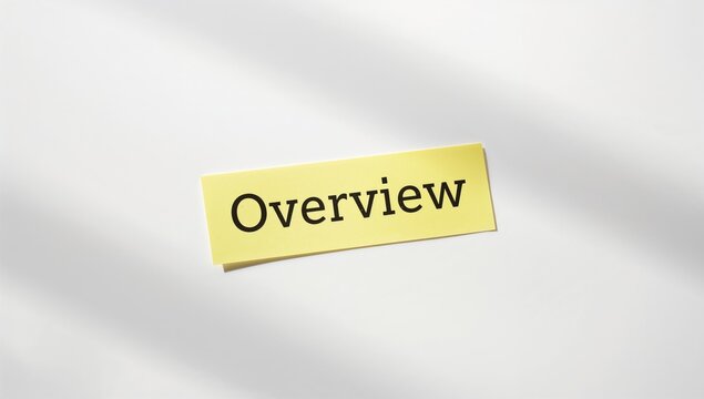Overview written on a yellow sheet of paper, functional background for text layout