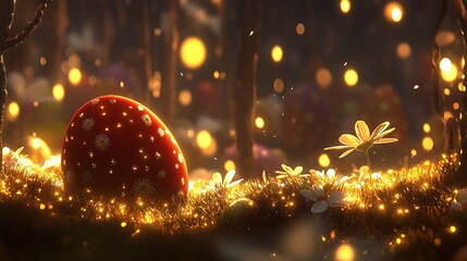 Bright floral Easter scene with warm light emphasizing delicate spring colors