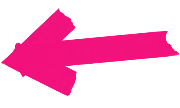 Pink textured brushstroke arrow pointing left with distinct rough edges isolated on transparent background - Powered by Adobe