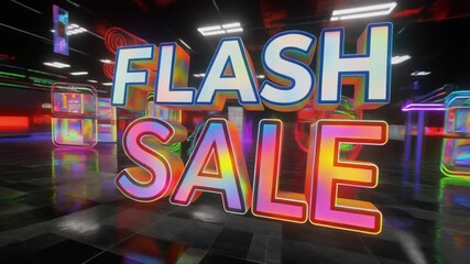 Don't miss this vibrant flash sale neon animation, mobile deals and limited time discounts in this eye-catching promotion perfect for grabbing attention