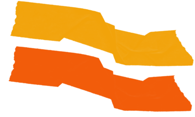 Abstract orange and yellow geometric brush strokes, art design element. isolated on transparent background