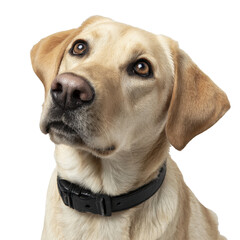 Labrador retriever with blue collar png dog png pet png canine png animal png portrait png looking png cute png friendly png home png transparent background image
