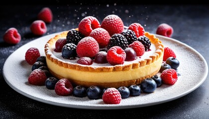 Decadent Berry Cheesecake Tart: A Luxurious Dessert Delight with Fresh Berries and Cream
