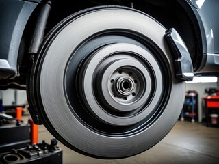 Detailed Car Brake System: High-Performance Disc Brake Close-Up - Automotive Engineering and Maintenance for Vehicle Safety