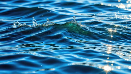 Dynamic Ocean Waves: Sparkling Blue Water Reflection - A Captivating Coastal Image for Stock Photography
