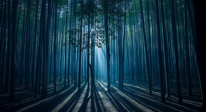 wallpaper Forest Light Beams