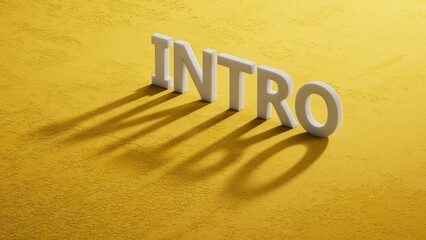 shadow of 3d charcaters with INTRO business word.close up of shadow of 3d charcaters,Business Concept.3D rendering.