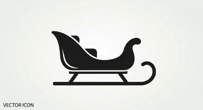 Classic black sleigh silhouette ready for winter holiday adventure, evoking festive spirit and traditional charm for seasonal designs.