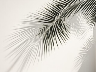 Obraz premium Elegant Palm Leaf Shadow Silhouette on White Background - Minimalist Photography Stock Image