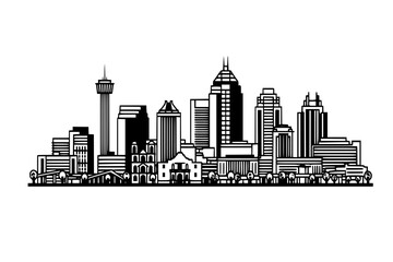 Fototapeta premium San Antonio Texas USA City Skyline Vector 