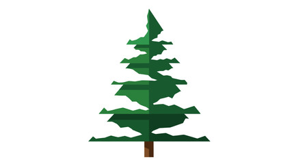 Vector illustration of a green fir tree with brown trunk, isolated on white background