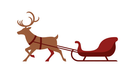 Festive Reindeer Pulling Sleigh Vector Illustration for Holiday Season