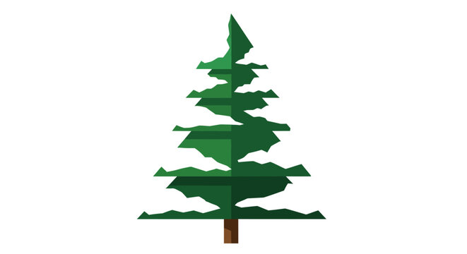 Vector illustration of a green fir tree with brown trunk, isolated on white background