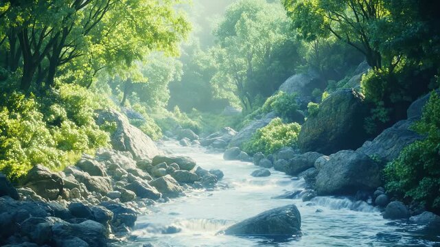 Nature reserve with river and greenery - Powered by Adobe