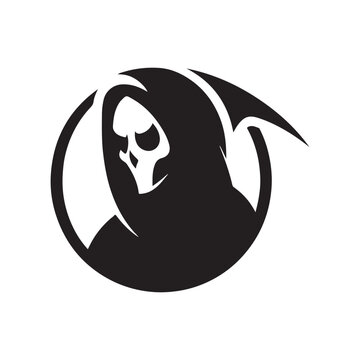 minimalist grim reaper vector silhouette clip art logo design illustration