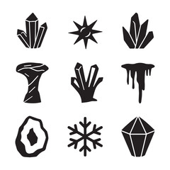 Crystals, Geodes, Icicles, Snowflake, and Minerals Natural and Abstract Geometric Forms. 