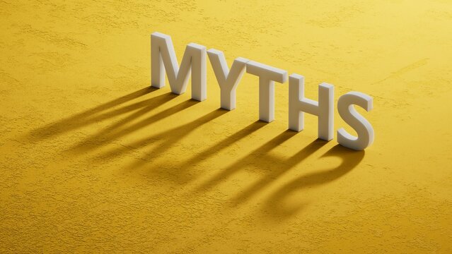 shadow of 3d charcaters with text myths. financial market. financing.close up of shadow of 3d charcaters,Business Concept.3D rendering.