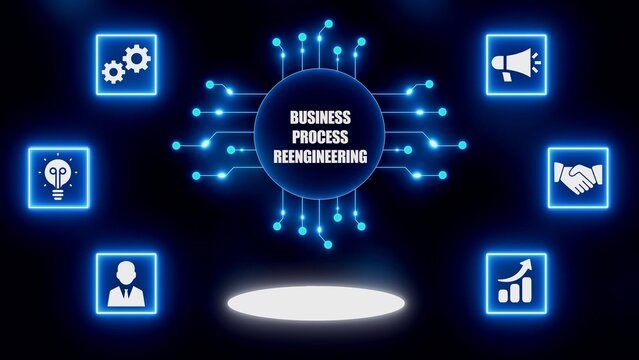 Business Process Reengineering Concept with Icons and Circuit Board Design strategy improvement