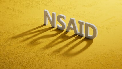 nsaid word made with building blocks.close up of shadow of 3d charcaters,Business Concept.3D rendering.