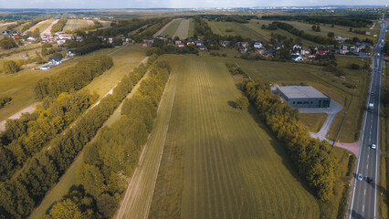 Evening sun over rural ploughed farmland