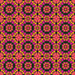 Vibrant Pixel Floral Geometric Pattern Background
