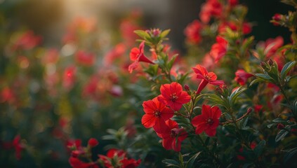 Obraz premium Vibrant Red Blossoms in Full Bloom, Symbolizing Renewal