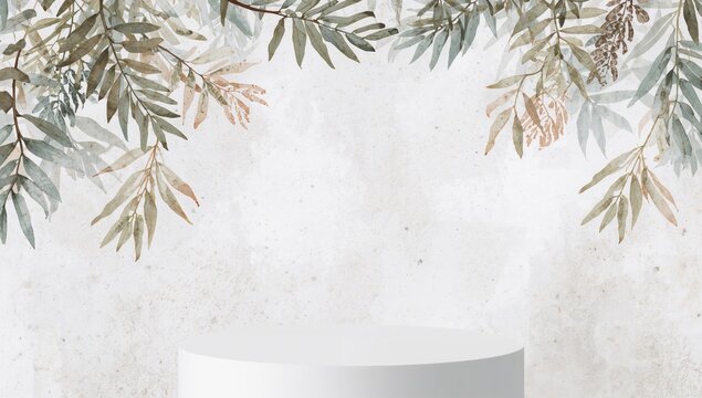 Watercolor backdrop featuring leaves, ideal for text layout