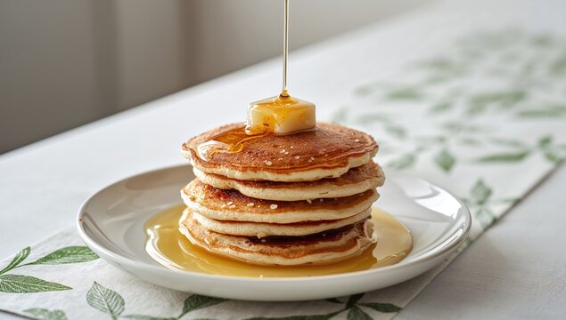 Homemade American pancakes, protein-rich meal