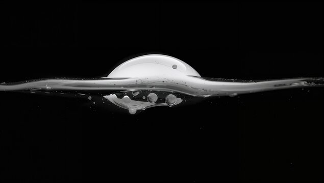 Small water droplet submerged in liquid, abstract design element, oxygen presence - Powered by Adobe