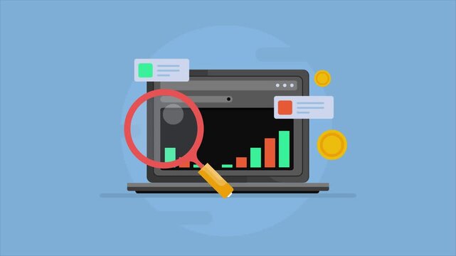 Magnifier focusing on dynamic web traffic graph driven  by organic search engine metrics and PPC ad campaign data.