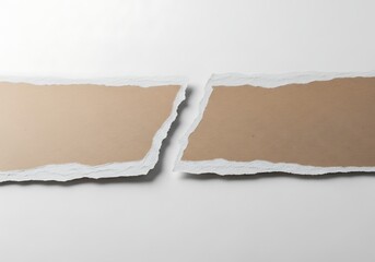 Two ripped pieces of cardboard, close up shot