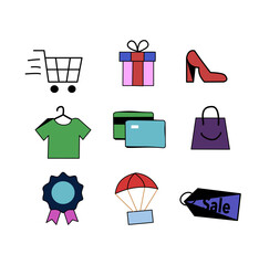 shopping icons set