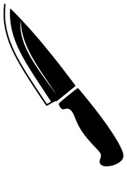 A black and white silhouette of a kitchen knife, black, blade, flat, icon, illustration, kitchen knife, knife, profile, against transparent background
