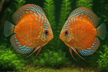 Leuchtende Diskusfische