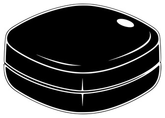 A black and white illustration of a round object with a flat top, black, ice hockey, icon, illustration, white, against transparent background