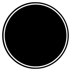 A black and white circle with a thin white border, black, circle, white, against transparent background