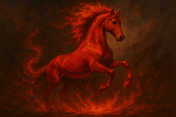 red fiery horse. Energetic, passionate, and freedom-loving—all these are the hallmarks of a graceful animal that abhors boredom.