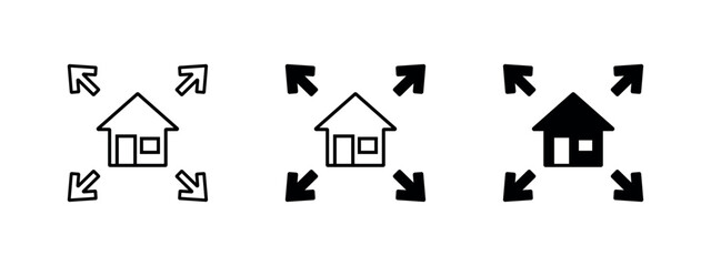 House Size Icon,Building Footprint and Area Measurement Symbol for Real Estate