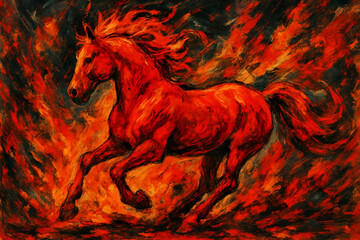 red fiery horse. Energetic, passionate, and freedom-loving—all these are the hallmarks of a graceful animal that abhors boredom.