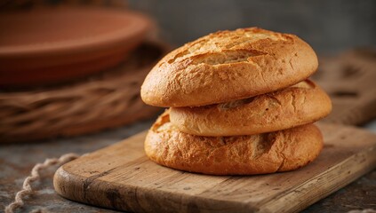 Stack of ciabatta bread on a wooden board, fiber-dense choice