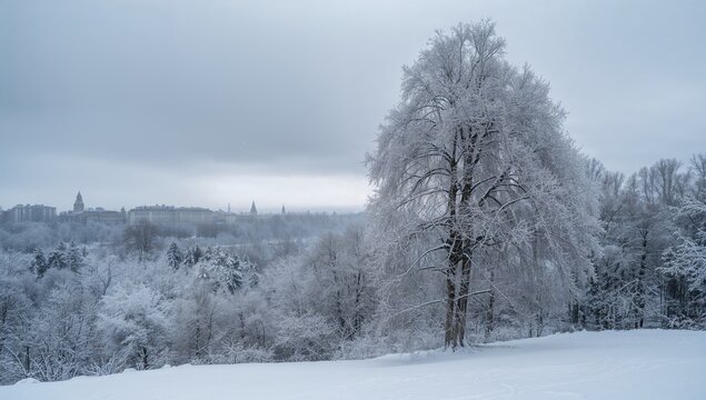 Winter landscape in Russia, highlighting seasonal change