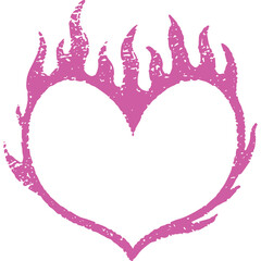 Pink Heart Flaming Outline With Textured Effect On White Background A Symbol Of Passion And Intense Emotion