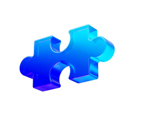 Fototapeta premium A glowing blue puzzle piece with smooth edges and a futuristic design. 3D illustration