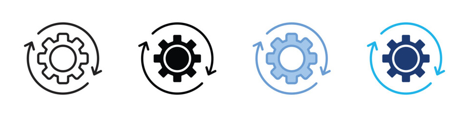 Gear icon set multiple style collection