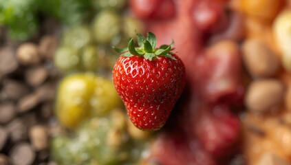 Fresh red strawberry, fiber-dense choice
