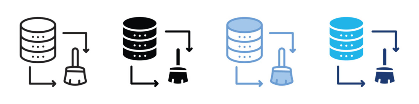 Data cleaning icon set multiple style collection