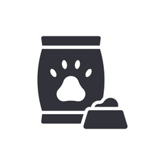 Pet Food Sack With Paw Print And Bowl Illustration